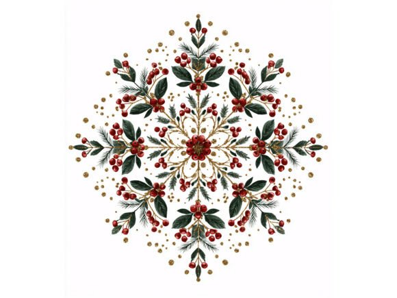 12 JPG Christmas Berry Snowflake: A Seasonal Illustration for Polished Content