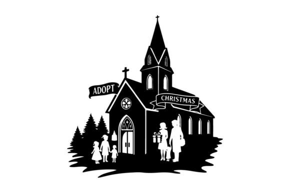 Adoption Family Celebrating Christmas Ou Illustrations