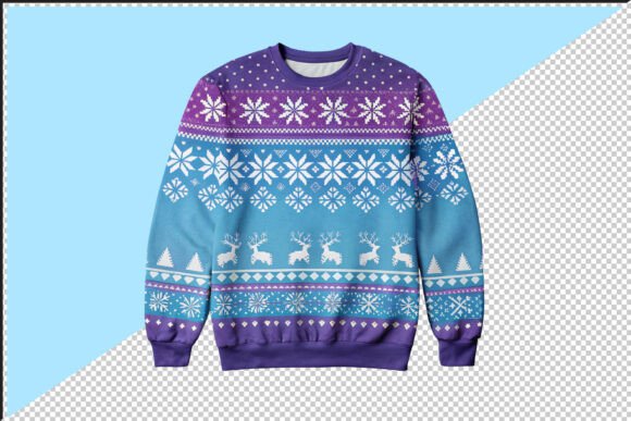 Blue Purple Ugly Christmas Sweater PNG: A Festive Graphic Design Asset for Creative Marketing