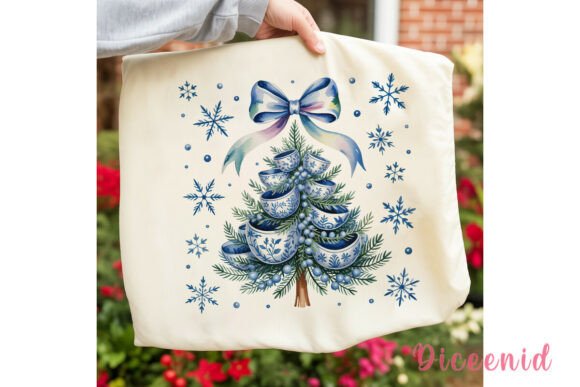Chinoiserie Christmas Tree PNG Clipart: A Refined Illustration for Content Creators
