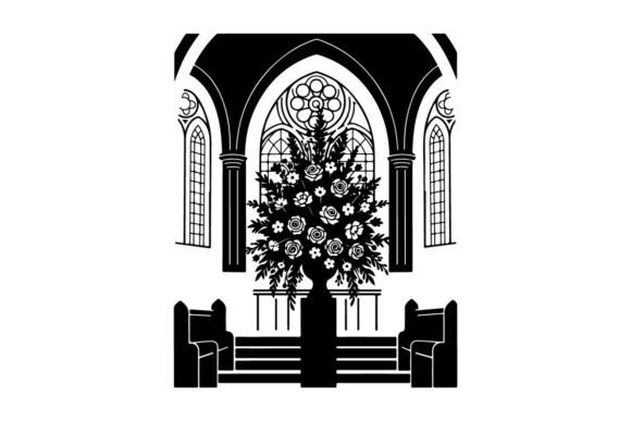 Christmas Floral Arrangement in Gothic C Illustrations