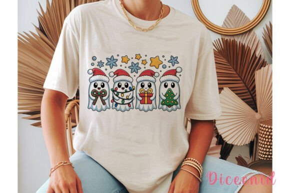 Christmas Ghost Friends PNG Clipart: A Festive Illustration Asset for Seasonal Design Projects