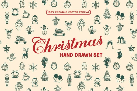Christmas Hand Drawn Vector Set: A Festive Illustration Boost for Marketers