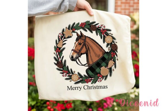 Christmas Horse Wreath PNG Clipart: A Festive Graphic Design Asset for Seasonal Campaigns