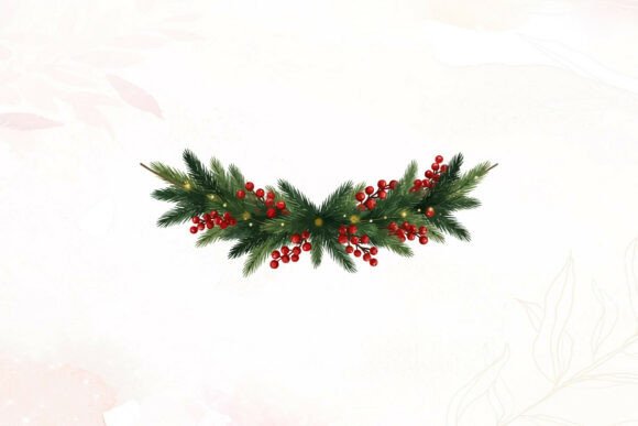 Christmas Pine Garland with Berries: A Versatile Illustration for Festive Branding