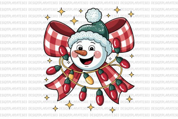 Christmas Snowman Png, Christmas Bow Png: A Festive Illustration Asset for Creative Projects
