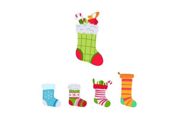 Christmas Stockings Illustrations for Commercial Designs