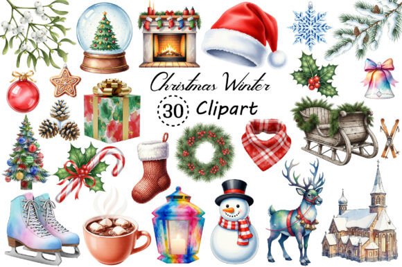 Christmas Timeless Winter Clipart PNG for Website and Editorial Design