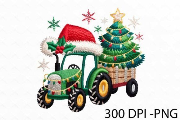 Christmas Tractor with Christmas Tree Embroidery Design Review