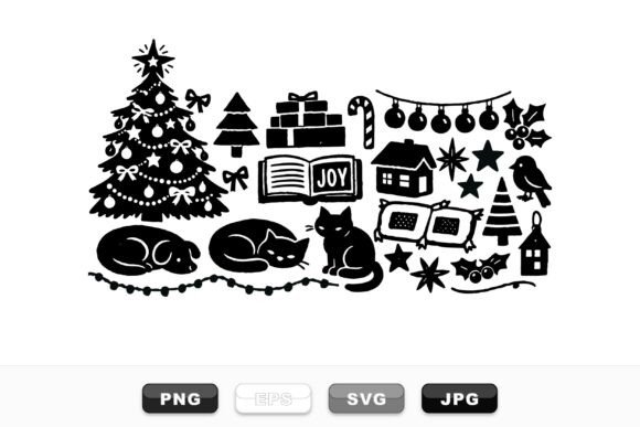 Cozy Christmas Holiday Clipart: A Festive Graphic Design Asset for Local Businesses