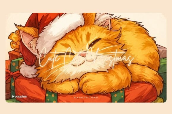 Cute Cat Christmas Background: A Designer’s Take on This Festive Illustration Asset