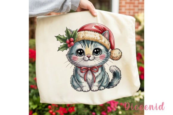 Cute Christmas Cat Sublimation Design for Illustrations and Merch