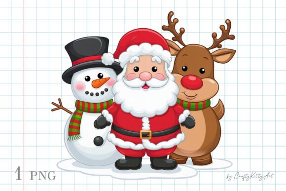 Cute Happy Christmas Santa Crew PNG Art for Local Business Branding
