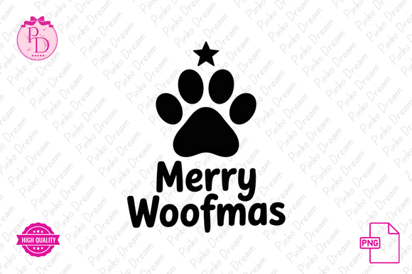 Cute Merry Woofmas PNG Christmas Clipart and Illustrations
