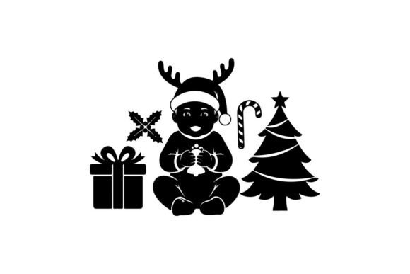 Cute Reindeer with Gifts and Christmas T Illustrations