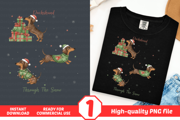 Dachshund Christmas, Through the Snow Illustrations for Real Craft Projects