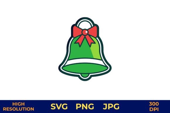 Festive Green Christmas Bell with a Red: A Designer’s Take on Seasonal Illustrations