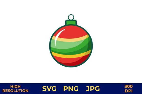 Festive Striped Christmas Ornament Ball Illustrations: A Versatile Graphic Design Asset