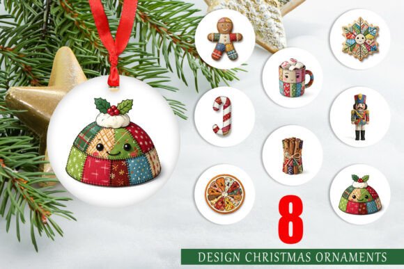 Patchwork Christmas Treat Ornament PNG