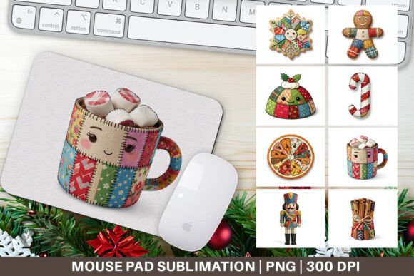Patchwork Christmas Treats Mouse Pad and Illustrations