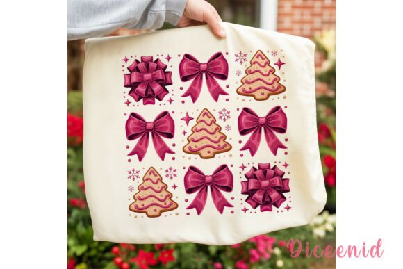 Pink Christmas Bows Cookies Clipart PNG for Festive Brand Illustrations
