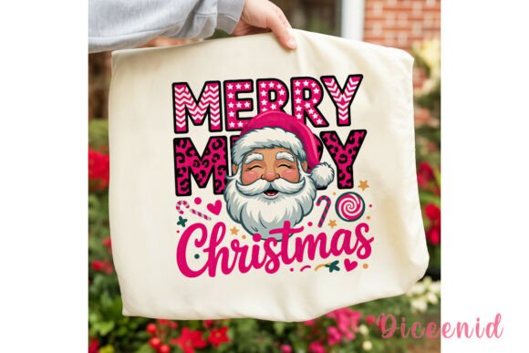 Pink Christmas Santa Sublimation Design for Vibrant Marketing Illustrations