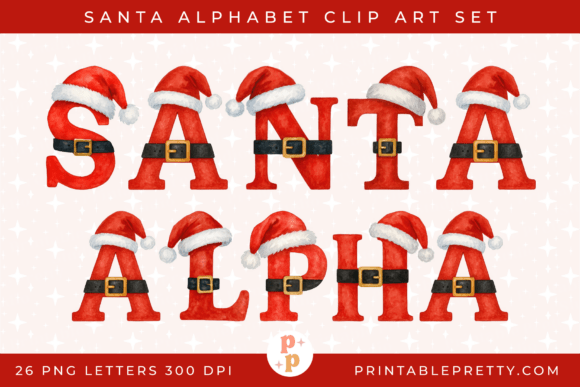 Santa Alphabet Christmas PNG Set: A Festive Illustration Boost for Design Projects