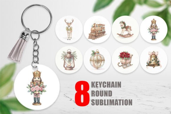 Victorian Christmas Keychain PNG Design and Illustrations